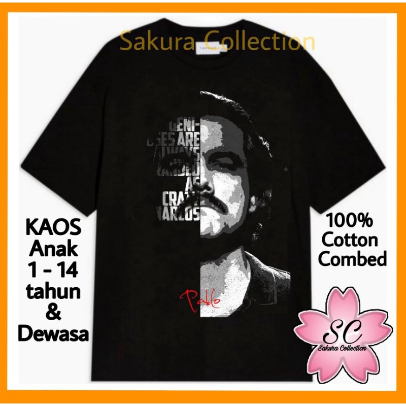 Kaos Baju distro vintage NARCOS diego marcia by Netflix PABLO ESCOBART si Robinhood Columbia Pria Wanita Anak Dewasa rap tee H&amp;M best seller terlaris murah bisa cod dan gratis ongkir