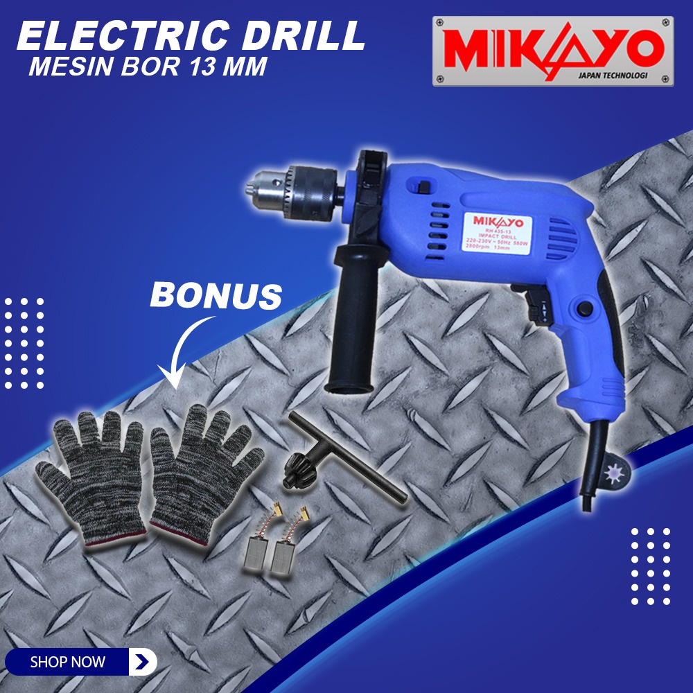 MESIN BOR 13MM MESIN BOR MURAH MIKAYO IMPACT DRILL 13MM/BOR 13MM TERBARU BESI BETON KAYU