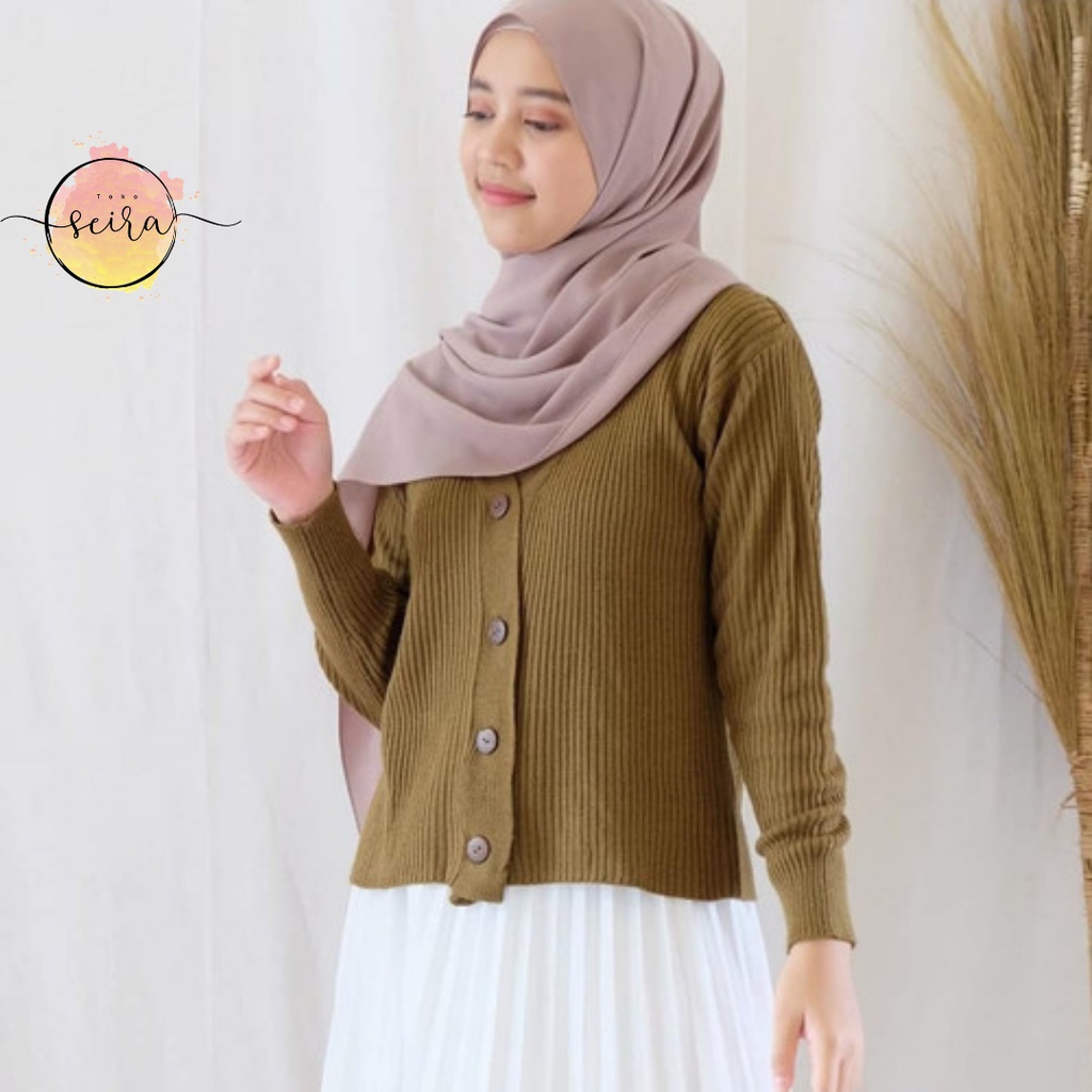 [BISA COD] Willy Cardy Crop / Cardigan Crop Willy / Outer Cardy Rajut / Crop Cardy / Cardigan Crop / Strady Willy Cardy / Cardigan Willy / Cardigan Rajut Salut Kancing Batok-Willy Bronze