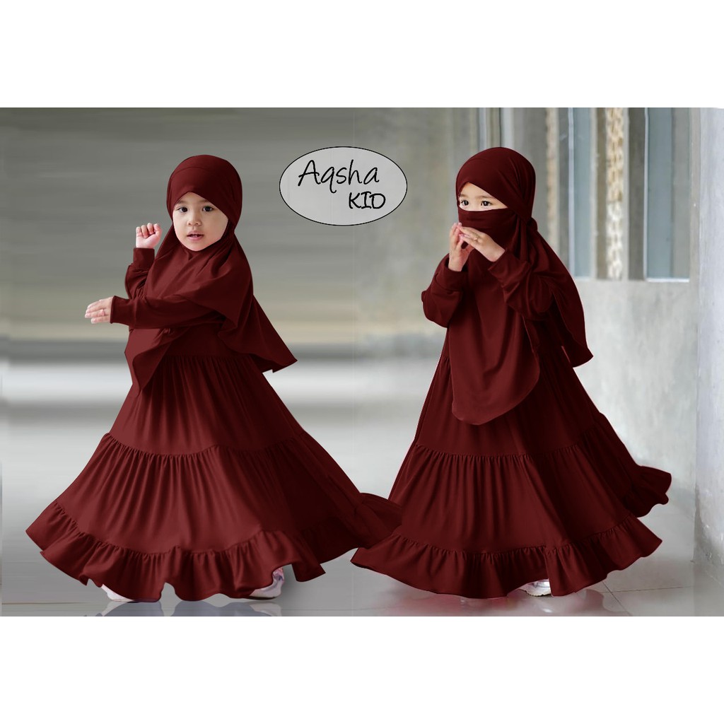 FenishaStore Baju Gamis Syar’i Anak Perempuan Terbaru AQSHA Kids Umur 2-4 Tahun