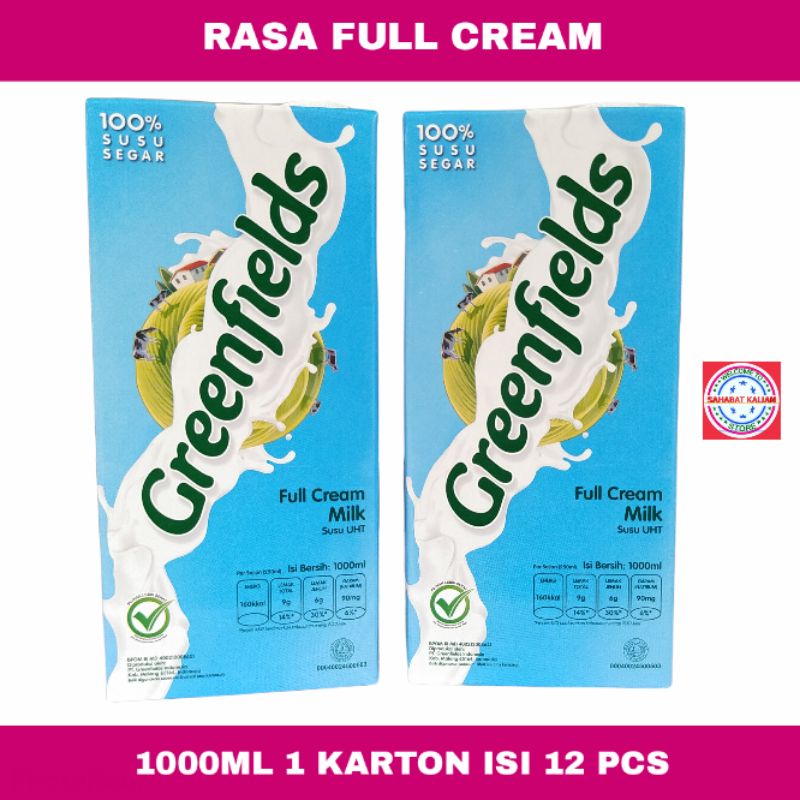 GREENFIELDS FULL CREAM 1000ML 1 KARTON ISI 12PCS