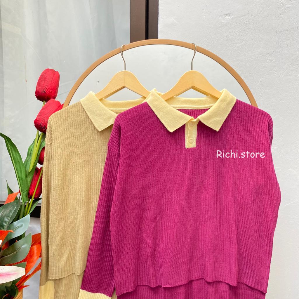 SWEATER RAJUT PUTRI KERAH POLO BAHAN ADEM PREMIUM