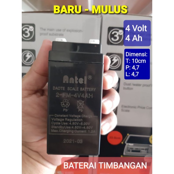 BATERAI / BATTERY / BATRE TIMBANGAN DIGITAL AKI KERING DRY ACCU 4V 4AH 4 VOLT