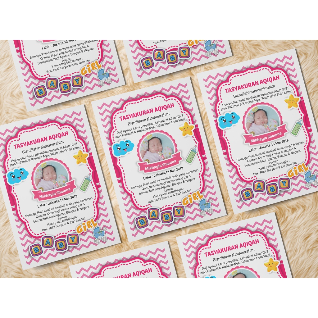 UNDANGAN AQIQAH CUSTOM MURAH/UCAPAN AQIQAH PENUTUP NASI BOX