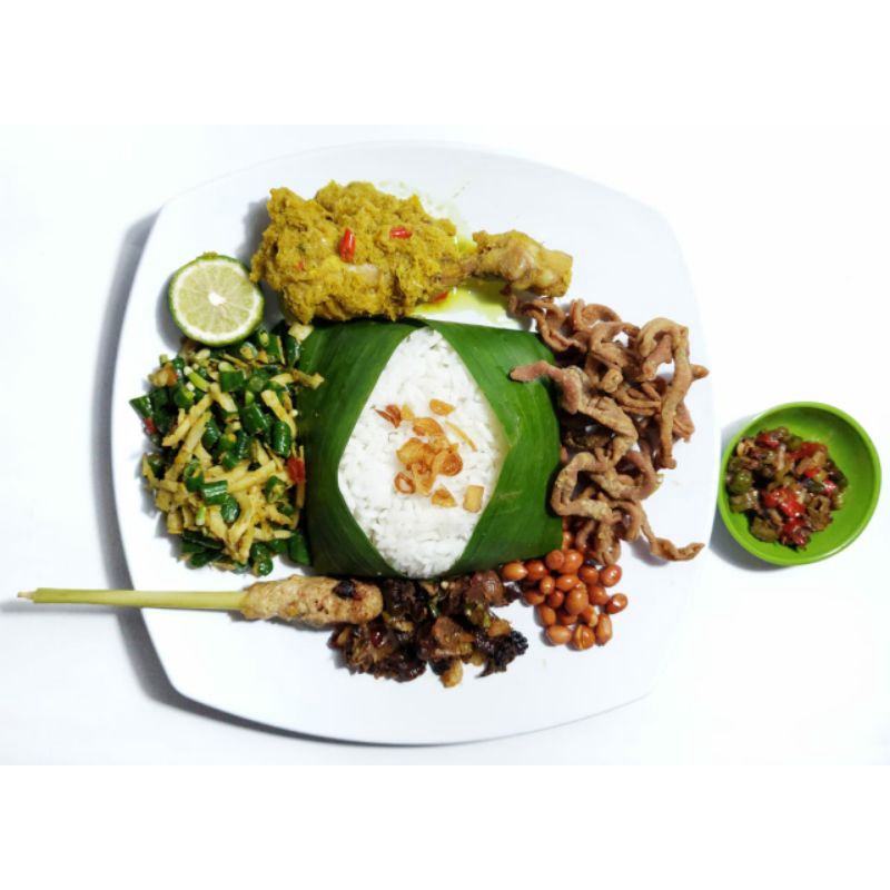 

Nasi Ayam Betutu komplit+sate lilit
