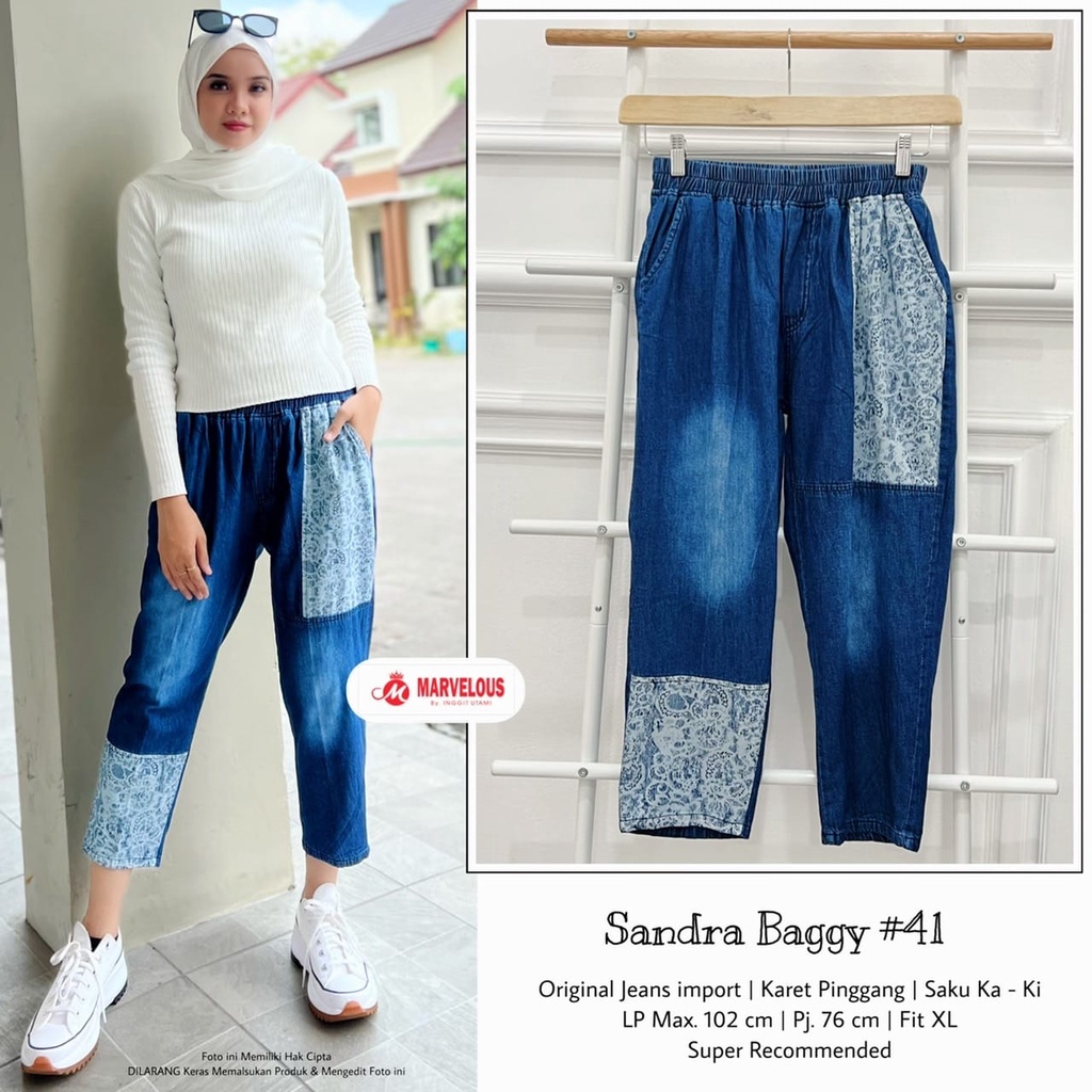 SANDRA CELANA / 20.7 / BAHAN JEANS PREMIUM / BAGGY / SIRRO KENKA TICKO / BASIC KULOT / ALLSIZE / FIT XL / MARVELOUS