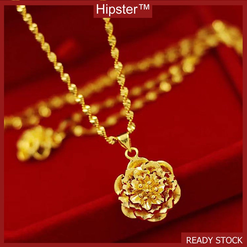 New Vintage Classic 24K Gold Flower Cutout Creative Design Pendant Necklace