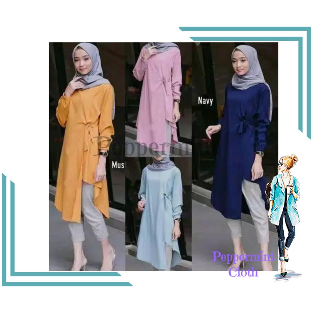 PEPPERMINT | TUNIK MUSLIM WANITA | ATASAN WANITA HIJAB | PAKAIAN REMAJA CASUAL | FASHION | STYLE