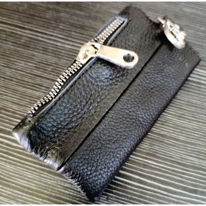 gantungan kunci mobil kulit asli model Zipper dompet STNK kulit