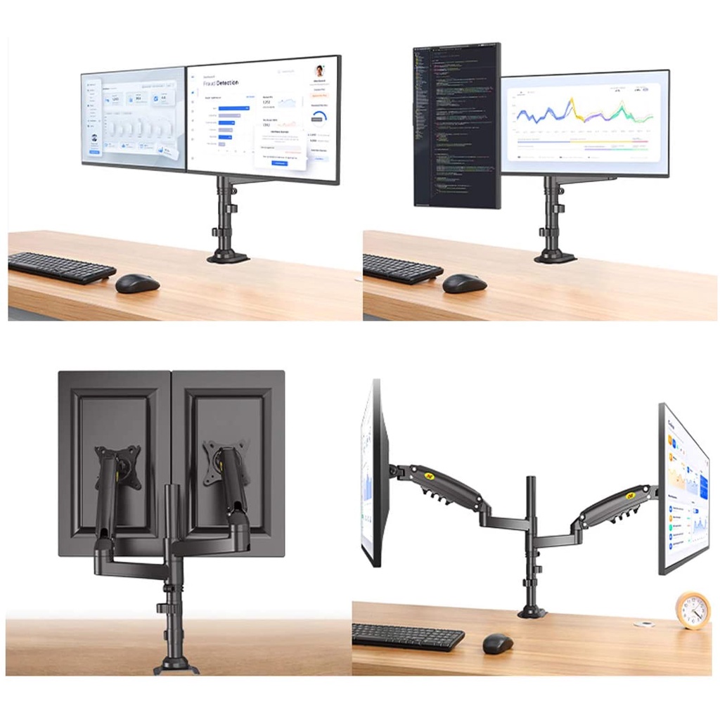 Bracket TV Dual Monitor LED 22 24 27 32 34 35 Inch NB H180 Desk Mount Stand Arm Gas Spring Meja TV Monitor