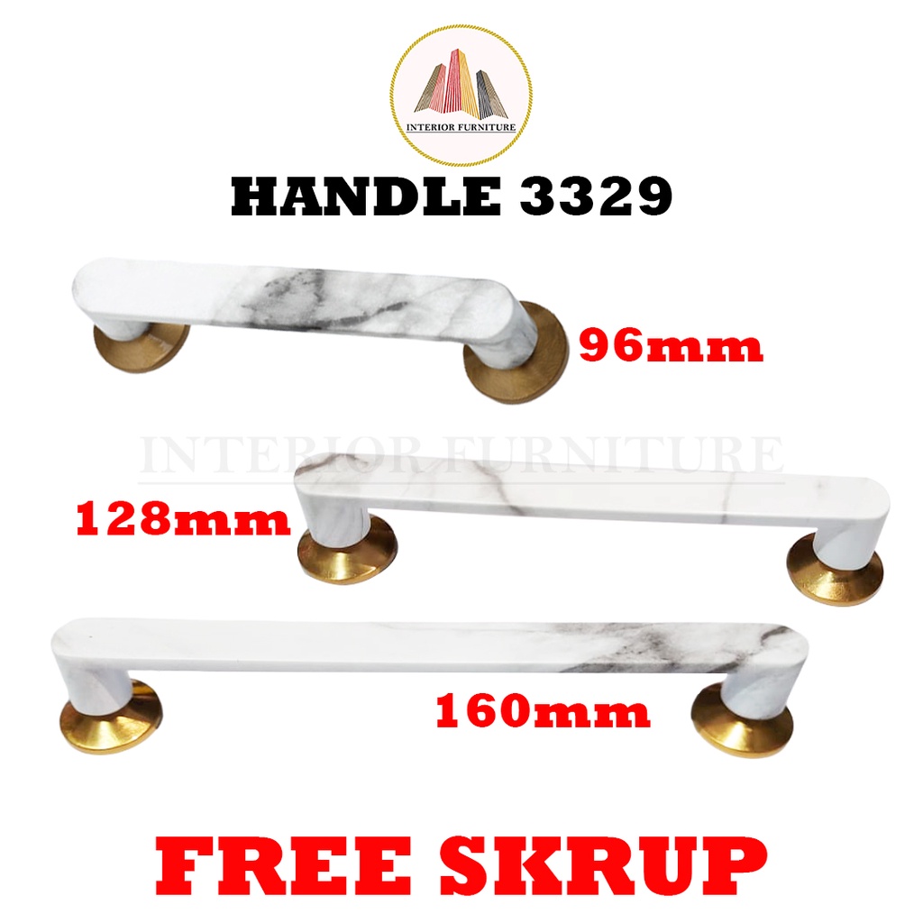 Handle Maremer Handel lemari Tarikan Marmer Laci Minimalis Gagang Pintu Lemari 3329 96mm,128 &amp; 160mm