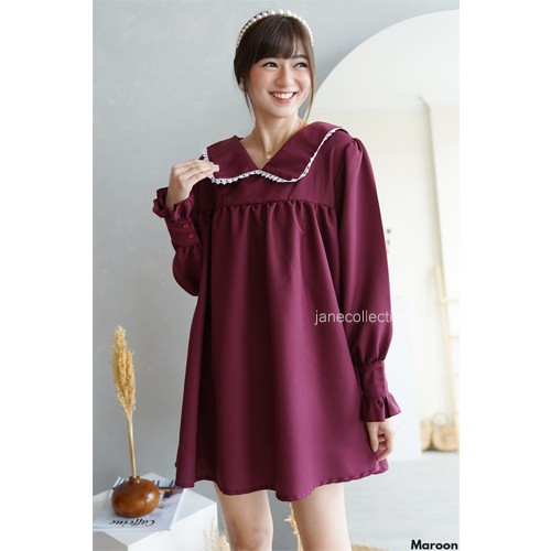 JANE COLLECTION || Baju Hamil Maternity Dress Lengan Balon Hijabers Muslim Mini Dress Hyuna