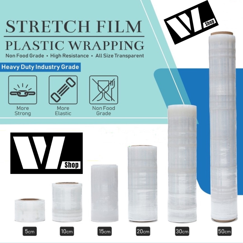 Plastik Bungkus Plastic Wrap Stretch Film Lebar 50cm x 150m Panjang Bening Transparan Hitam