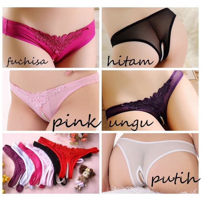 g string wanita celana dalam Pearl Sexy Open Crotch thong C079