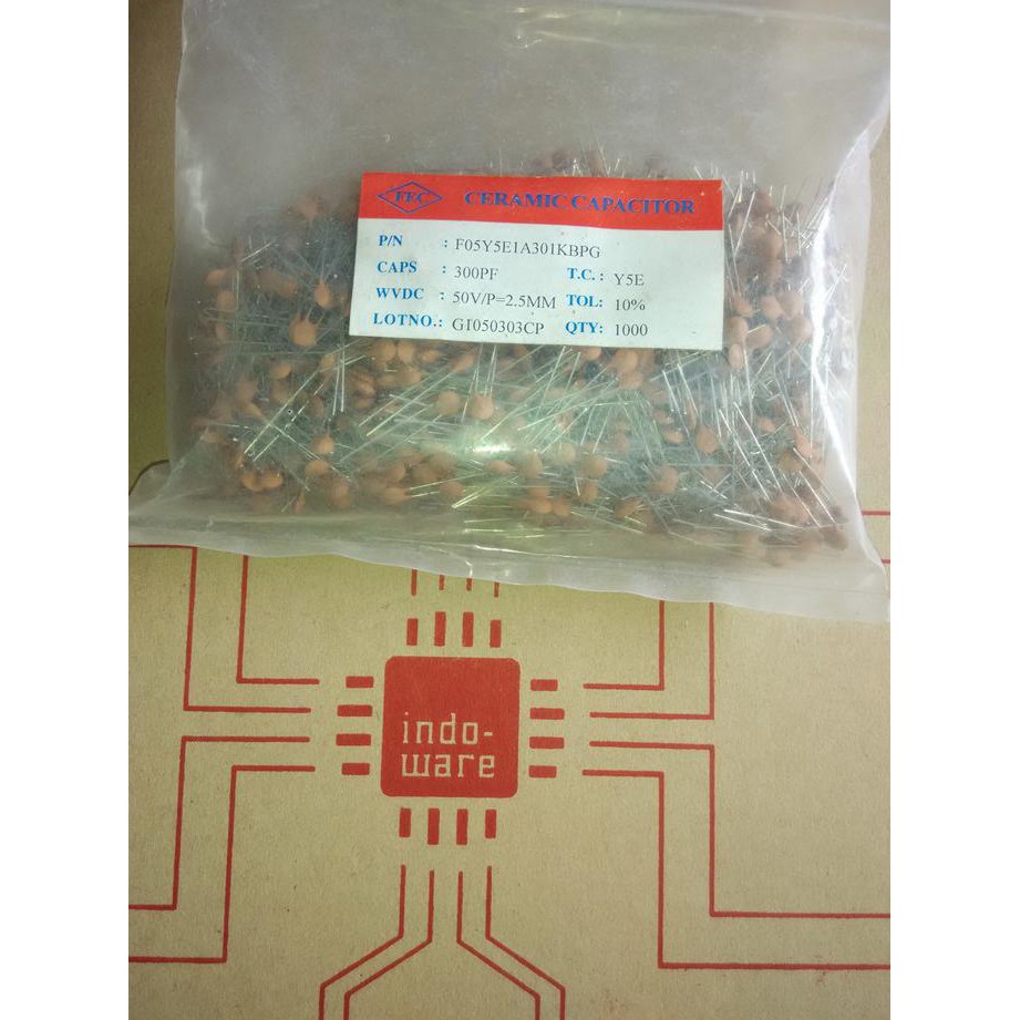 300Pf 300 Pf 300Pf 300P Code 301 50V 50 V 50 Volt Pitch 2.5Mm Y5E Inwer1170 Berkualitas