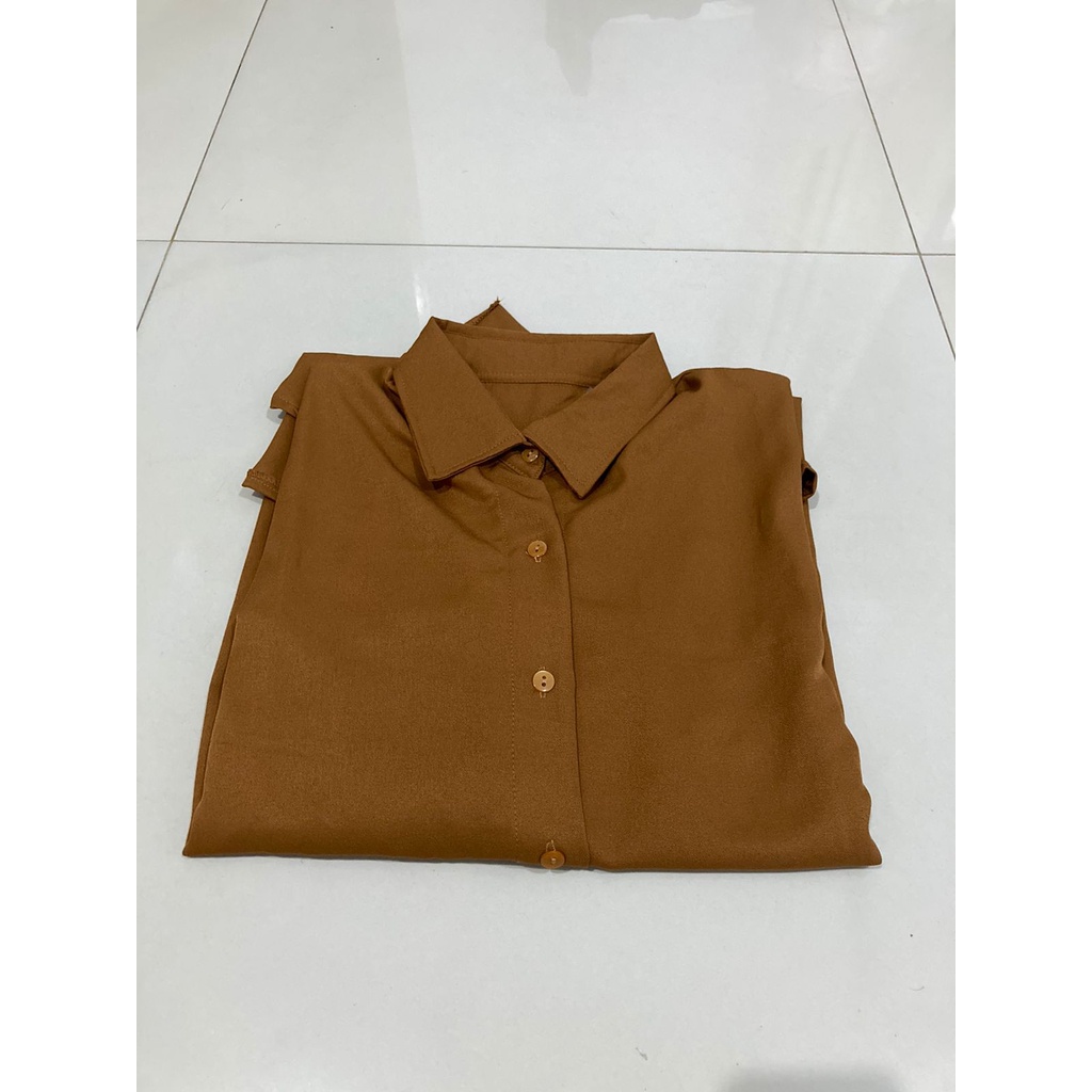 KEMEJA NINY REMPLE BLOUSE WANITA SHIRT PUTIH KEMEJA LENGAN PANJANG-BATA TUA