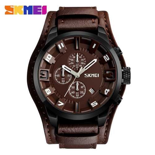 Jam Tangan Pria Original Analog Leather SKMEI 9165CL