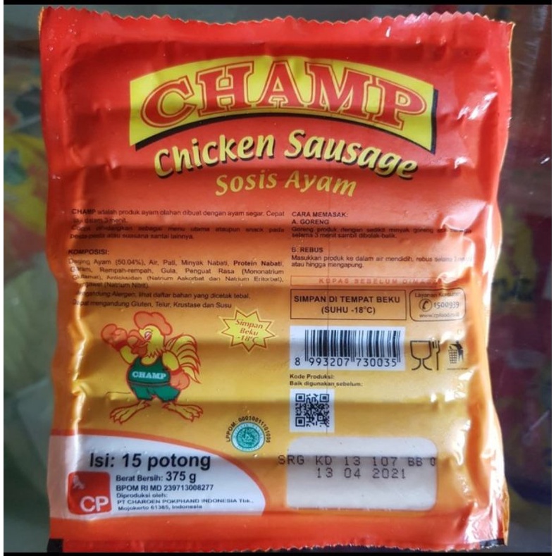 

Sosis Ayam CHAMP 375 gr