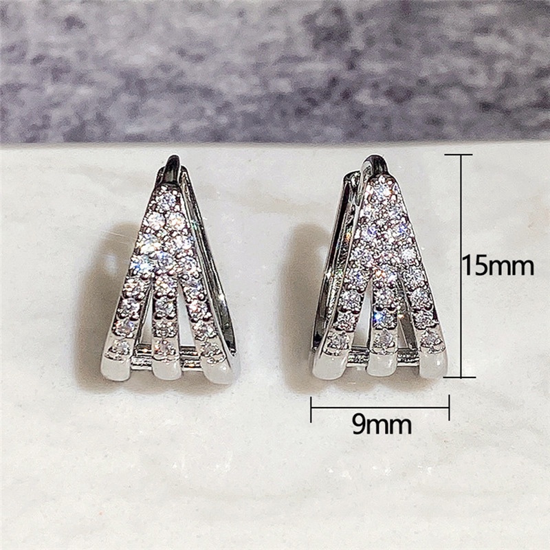 Anting Hoop Geometris Warna Silver Untuk Wanita