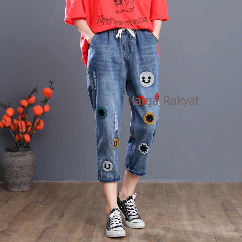 SMILE PANTS SHANGHAI PANTS KOREA POTONGAN LONGGAR