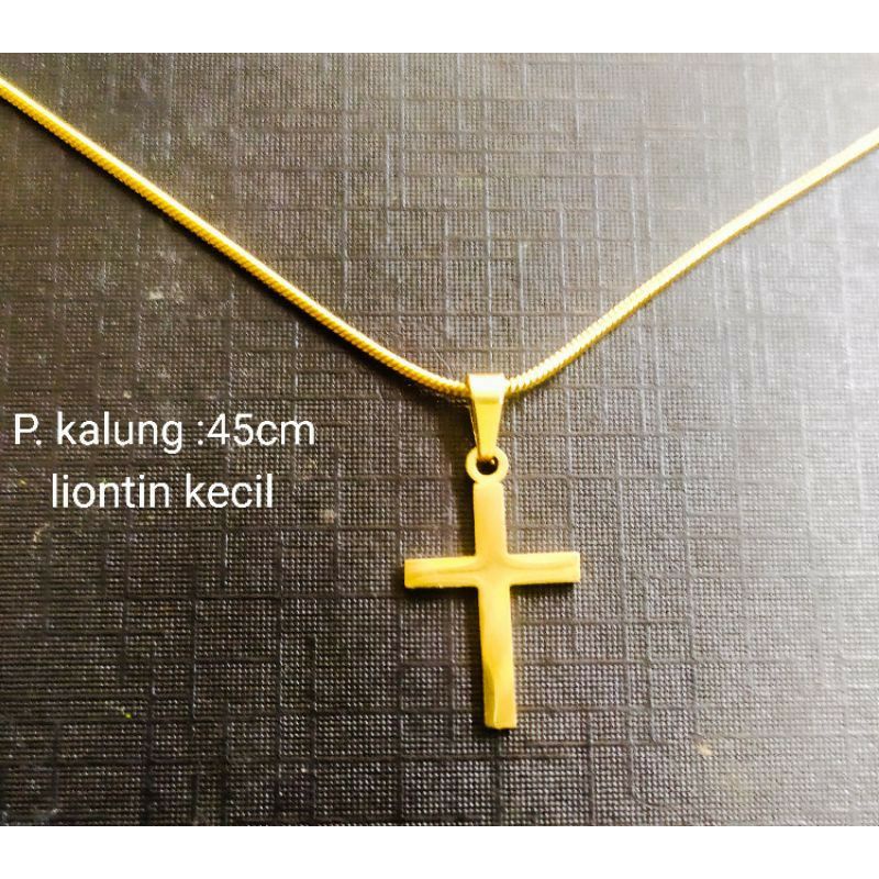 kalung liontin model salib titanium anti karat selamanya