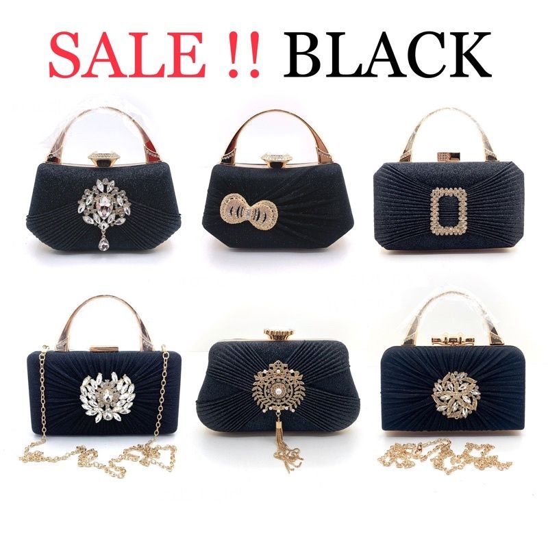 tas pesta mibi party hand bag clutch pesta hitam black glitter gaun kebaya maxi dress  long gown sem