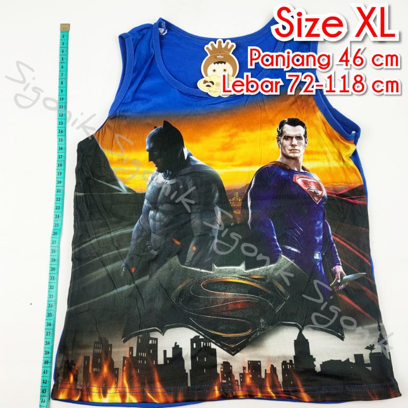 Singlet Motif Anak Cowok Laki M L XL Balita Paud TK SD Bocah Karakter Superhero Murah Sigonik