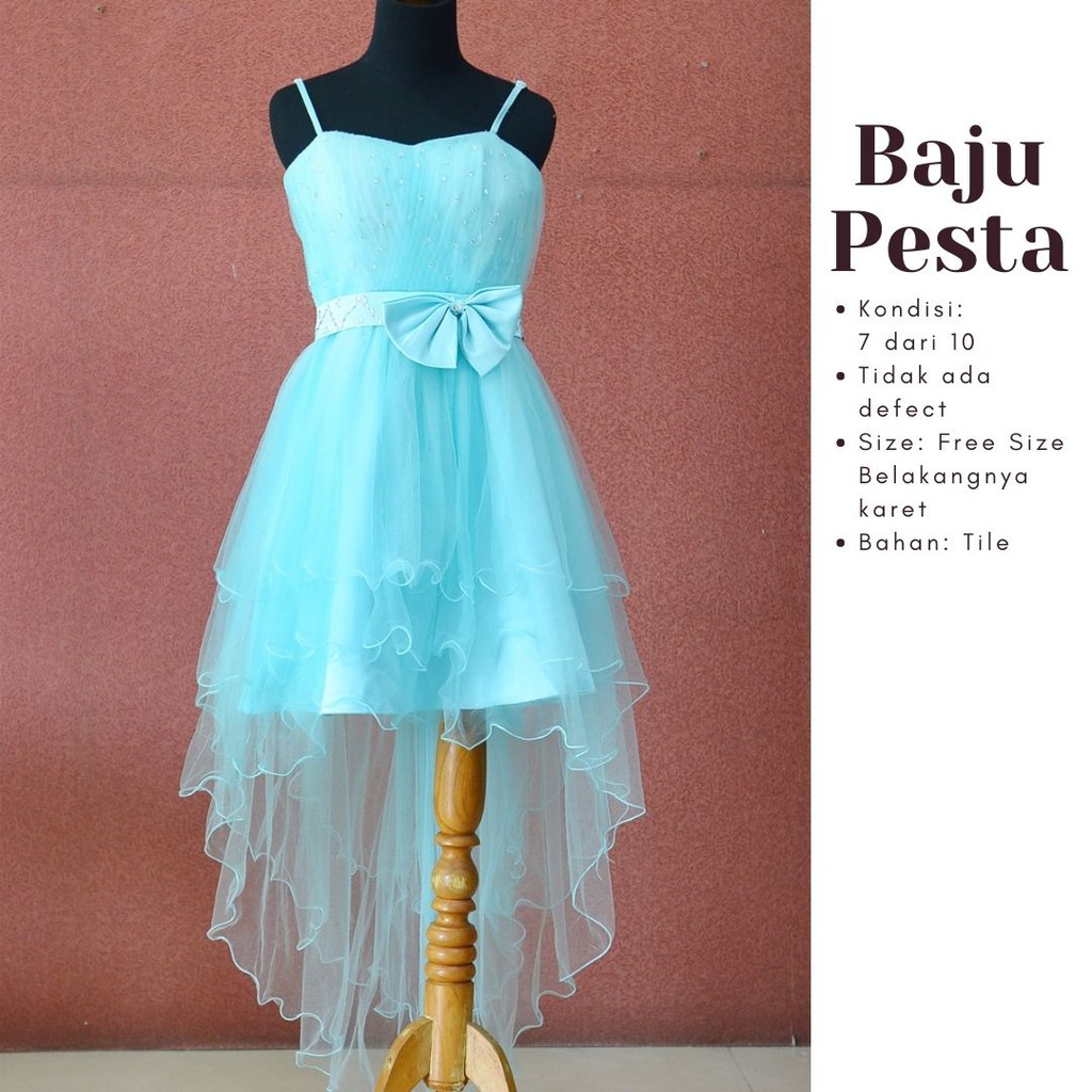 Gaun Bridesmaid Biru Pastel Spaghetti Strap Bahan Tile dengan Pita Satin