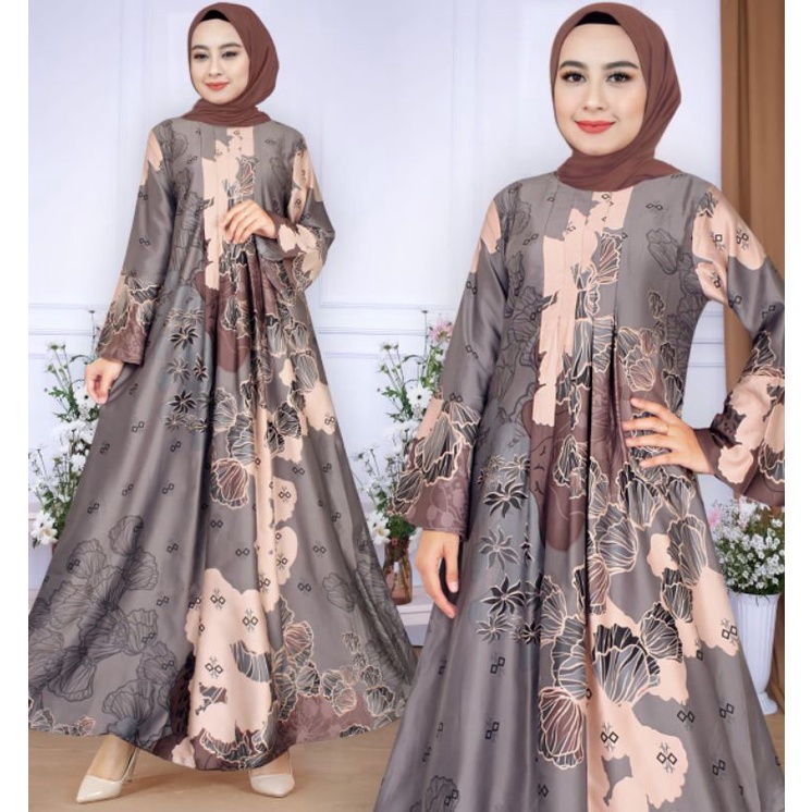 Gamis Dior Silk Premium Motif Bunga Melati Baju Gamis Wanita Kekinian Baju Gamis Wanita Modern Baju 