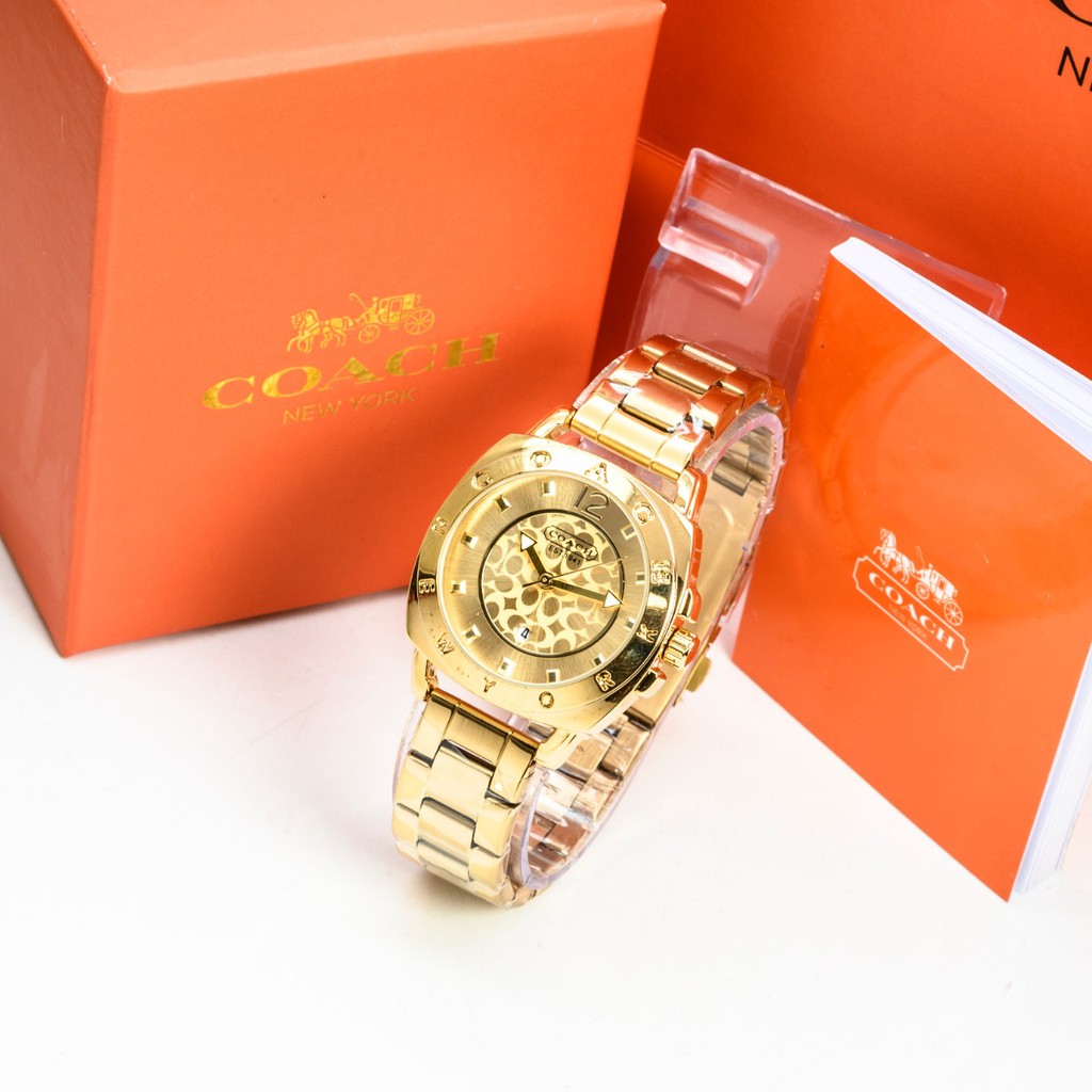 Best Seller Jam Tangan Wanita / Cewek Coach New York 6809HB Tanggal Aktif Free Box & Manual Book