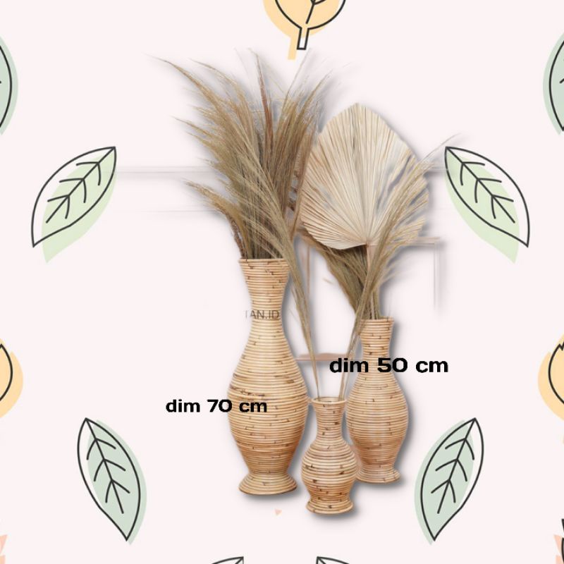 vas rotan tinggi/pot rotan bunga 70 cm
