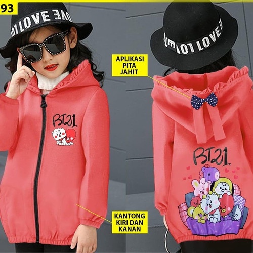 Jaket Anak BTS / BT21 - Jaket bt21 - sweater BTS anak cewe