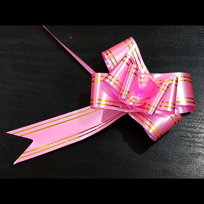 

Pita Serut 46 cm PINK / isi 10 pc / Polos Garis Emas