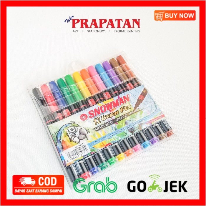 

(BISA COD) Snowman Brush Pen 12 warna / Pena Kuas
