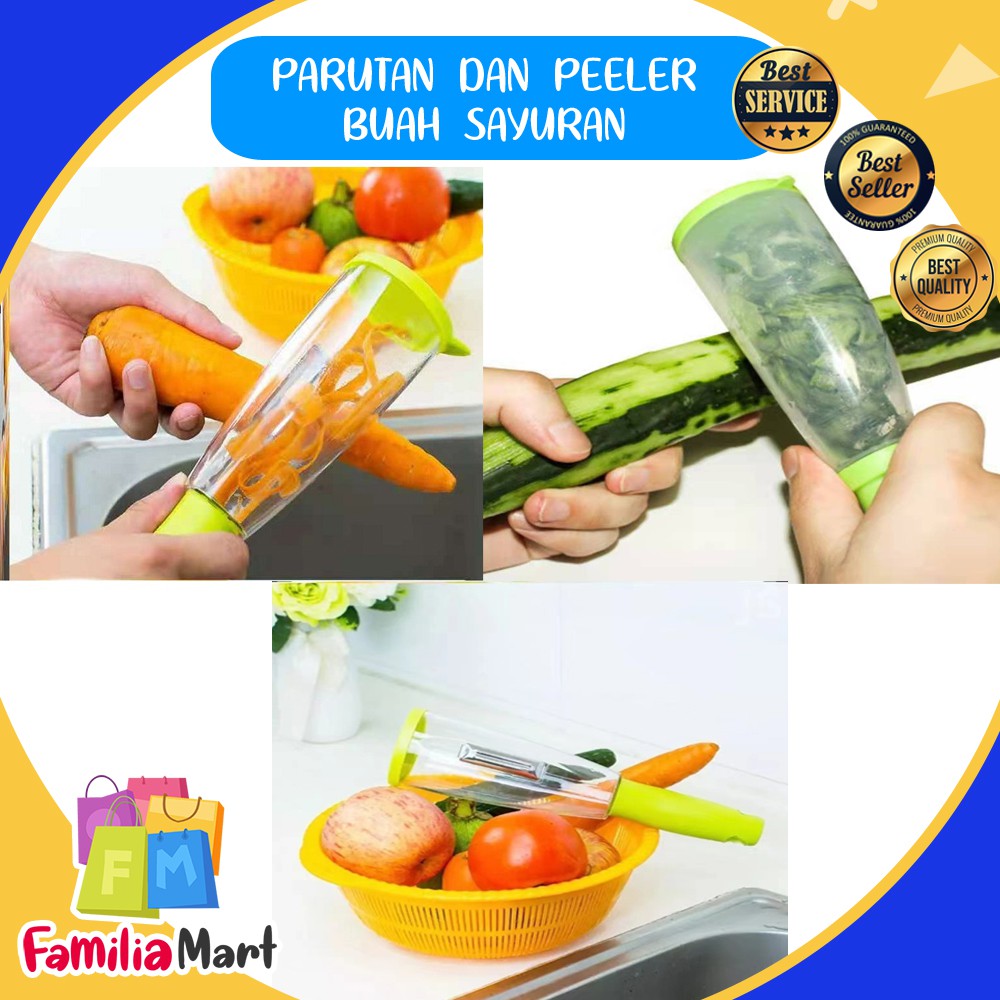 PARUTAN DAN PEELER BUAH SAYUR DENGAN TABUNG SAMPAH