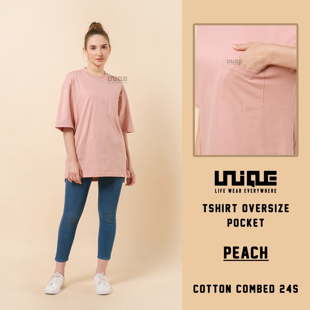 UNIQUE - (Pocket Series) Kaos Oversize Pocket Peach