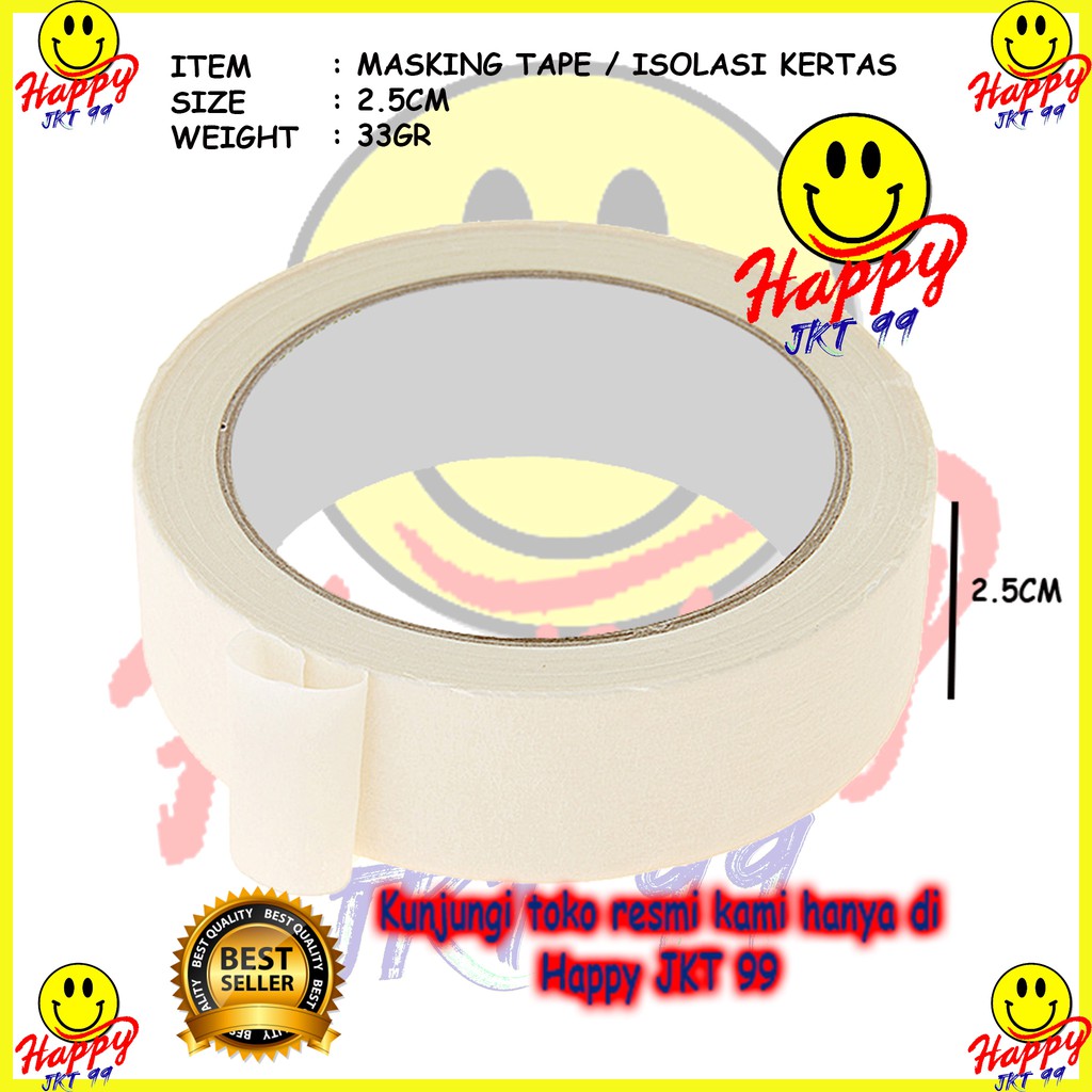 [ HAPPY JKT 99 ] LAKBAN ISOLASI KERTAS STAR MASKING TAPE 24MM X 10Y 1INCI