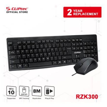 keyboard mouse cliptec wired usb 2.0 combo bundle membrane 104 key 1000dpi optical rzk-300 rzk300