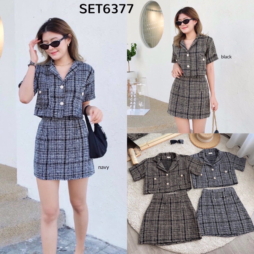 IMPORT Phoebe Tweed Set Crop Blazer & Skirt SET6377