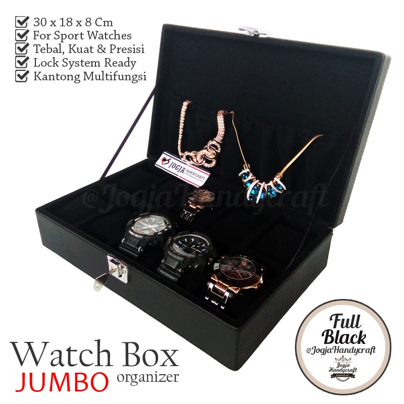 Exclusive Watch Box With Lock | Kotak Tempat Jam Tangan Full Black