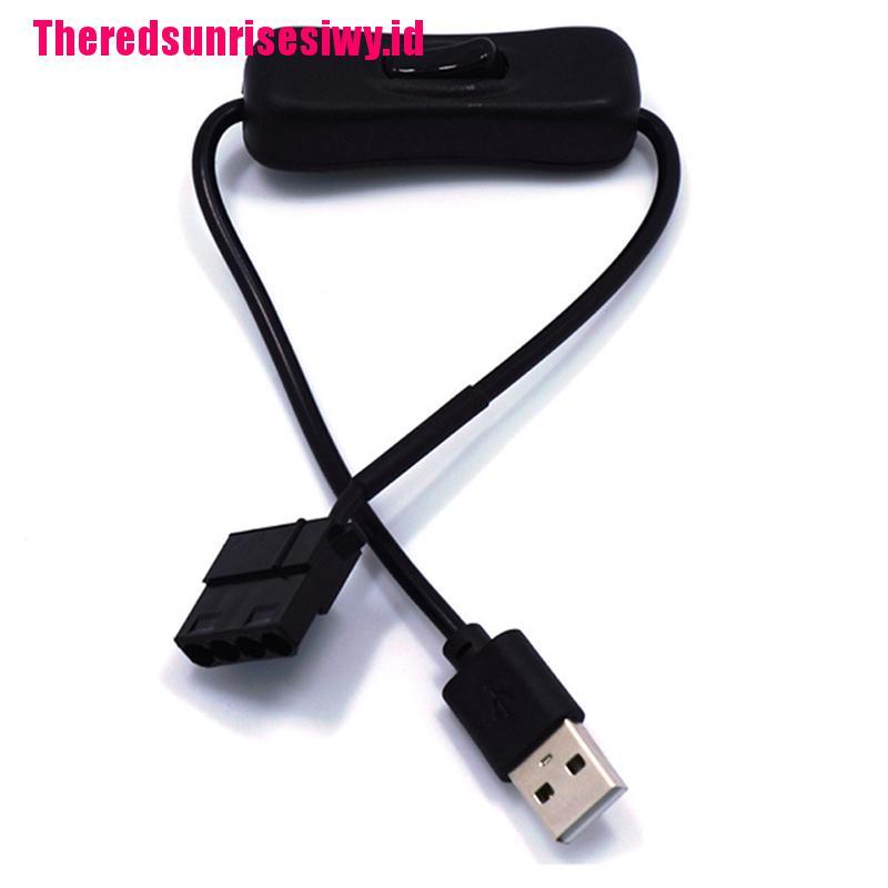 【Theredsunrisesiwy.id】USB to 4Pin Molex with Switch PC Fan Connector Cable Adapter Cord