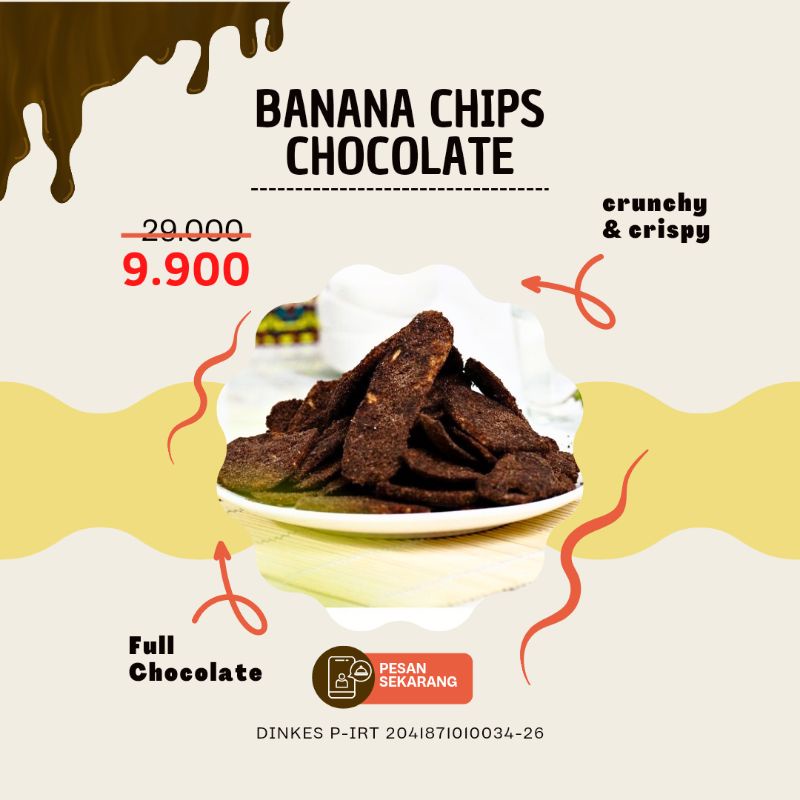 

BANANA CHIPS CHOCOLATE 100GRAM / KERIPIK PISANG COKLAT / KERIPIK PISANG COKLAT TEBAL / KERIPIK PISANG / KERIPIK PISANG COKLAT KHAS LAMPUNG / KERIPIK