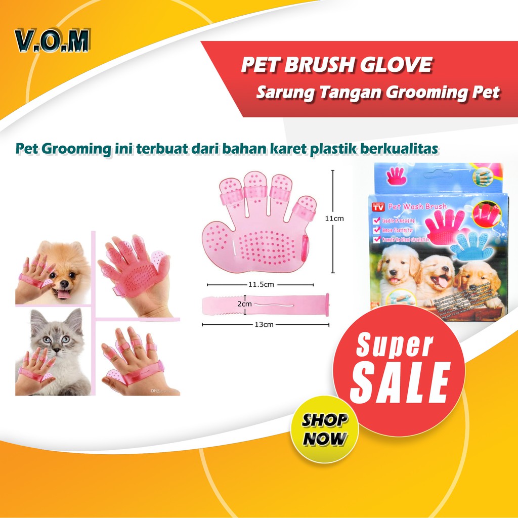 PET BRUSH GLOVE Sarung Tangan Grooming Pet (Anjing/Kucing) Karet - 0323