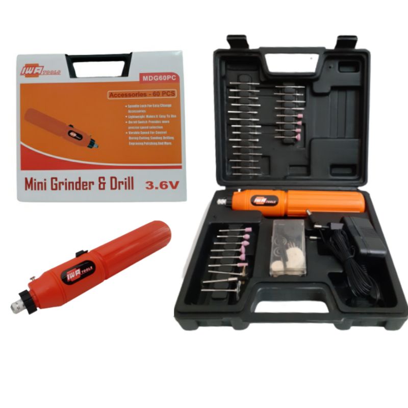 Mini Grinder Iwa/mini Bor/mini Grinda Set 60 Pc/rechargeable