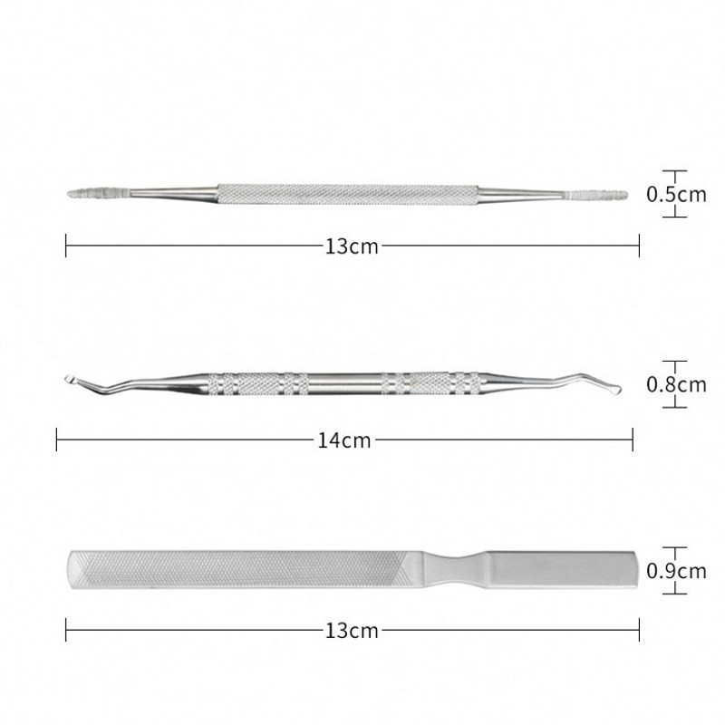 3pcs / set Alat Pengangkat Kutikula Kuku Kaki Bahan Stainless Steel