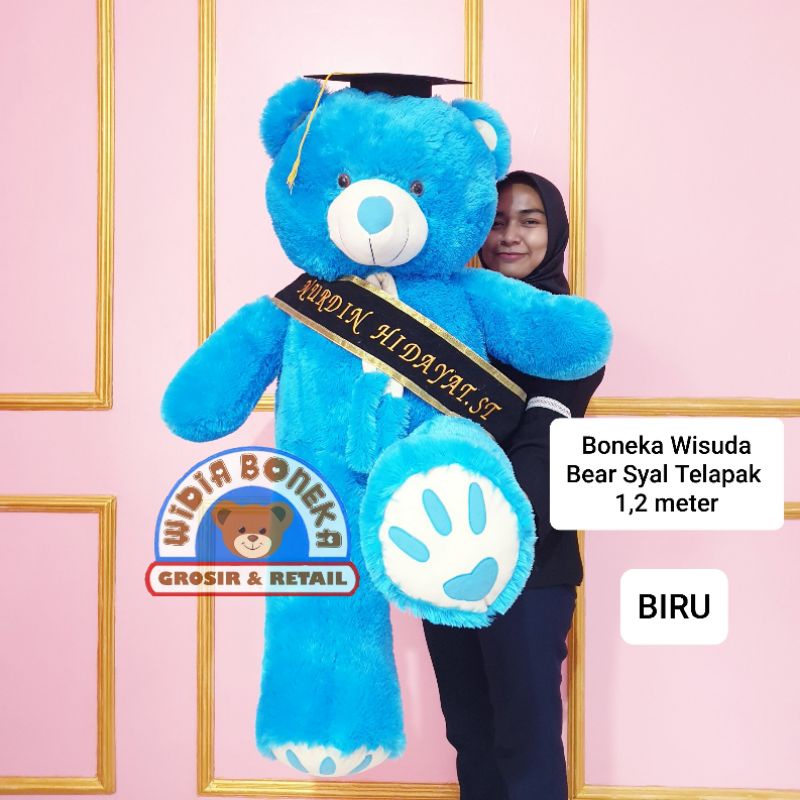 Boneka Wisuda Jumbo Tedy Bear Syal Telapak 1,2 meter