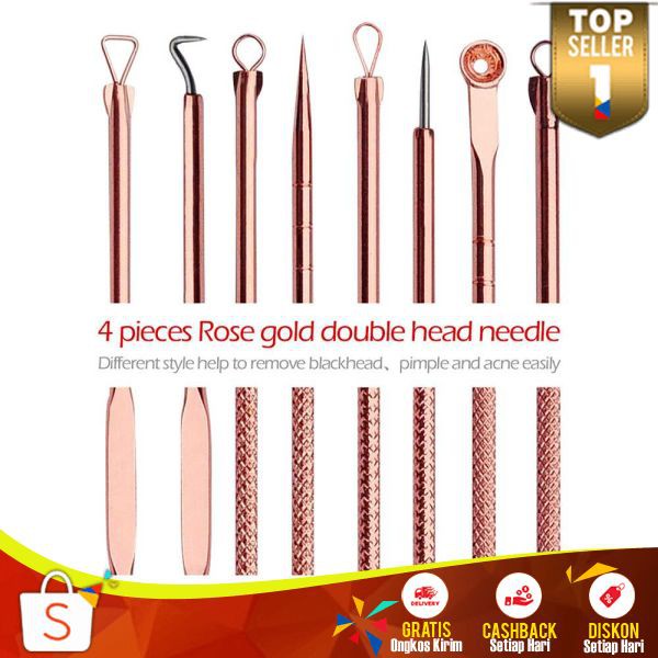 Perlengkapan Perawatan Wajah Stainless Steel Peralatan Muka Anti Jerawat&amp;Komedo 4PCS Aman Digunakan