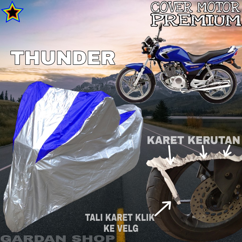 Sarung Motor THUNDER Silver BIRU Body Cover Penutup Motor Thunder PREMIUM