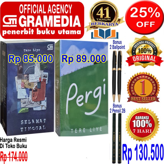 

MUST HAVE!! PAKET 2 NOVEL TERE LIYE - SELAMAT TINGGAL & PERGI - ORIGINAL & SEGEL TERLARIS