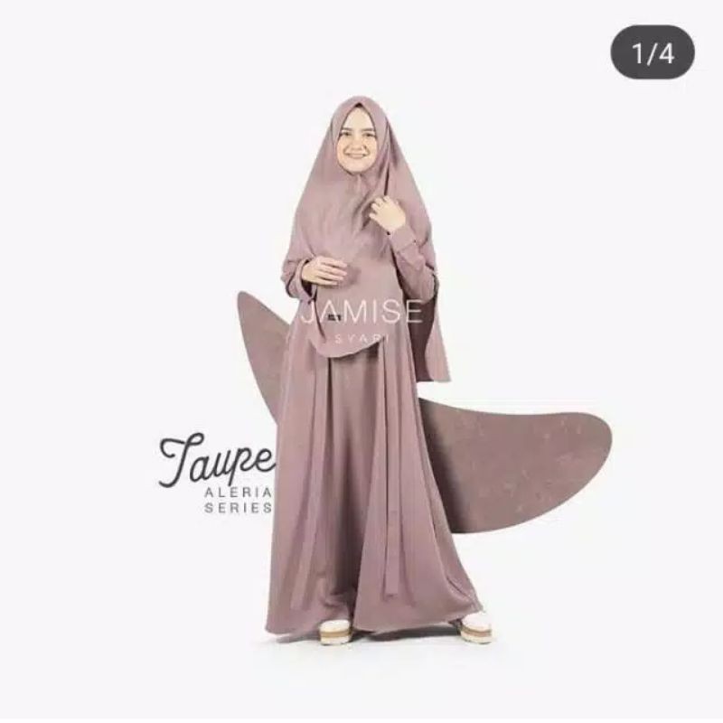 Set gamis khimar syari aleria series taupe jamise syari